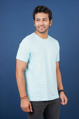 Men's Aqua Single Jersey  Round Neck T-shirt