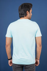 Men's Aqua Single Jersey  Round Neck T-shirt