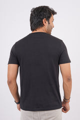 Men's Black Single Jersey  Round Neck T-shirt