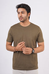 Men's Bottle Green Single Jersey Round Neck T-shirt