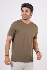 Men's Bottle Green Single Jersey Round Neck T-shirt