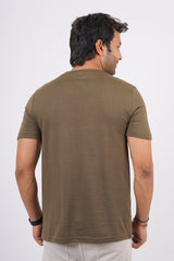 Men's Bottle Green Single Jersey Round Neck T-shirt