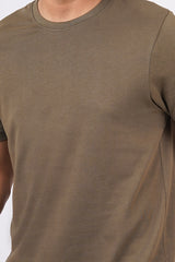 Men's Bottle Green Single Jersey Round Neck T-shirt