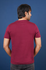 Men's Classic Red Single Jersey  Round Neck T-shirt