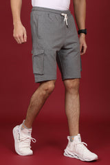 Men's Anthra Melange Cargo Shorts with logo