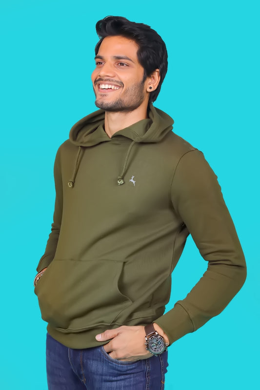 Men's Military Green Hooded Jacket with Logo