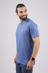 Men's navy single jersey round neck t-shirt with logo