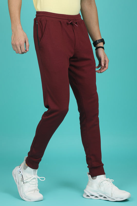 Men's Tawny Port Solid Joggers with logo