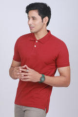 Men's Bordeaux Lycra Pique Polo T-shirt