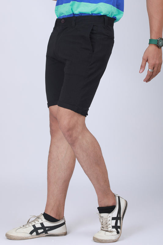 Men's Black Solid Single Jersey Shorts