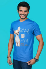 Men's Blue Saphire Pima Cotton Single Jersey Round Neck T-shirt with Digital Print