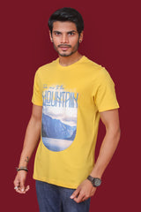 Men's Mimosa Single Jersey  Round Neck T-shirt with Digital Print