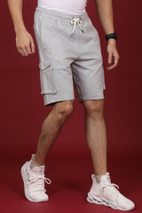 Men's Grey Melange Cargo Shorts