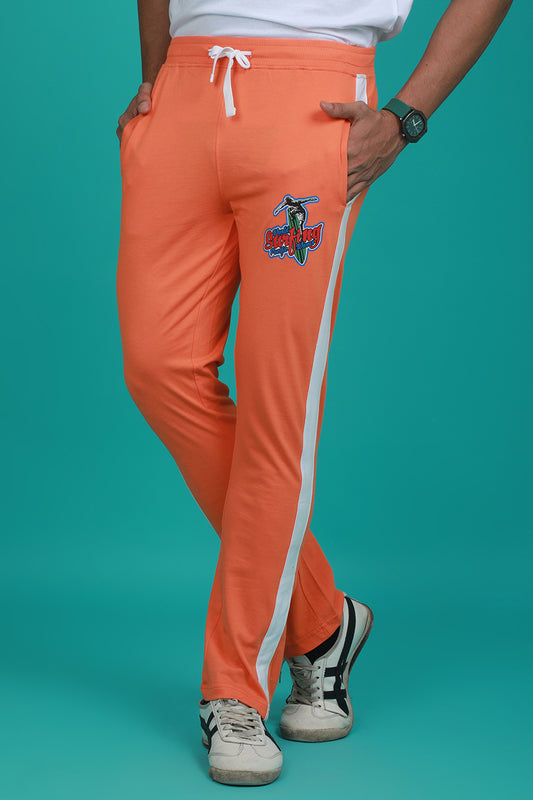 Men's Orange Solid Sports Track Pant