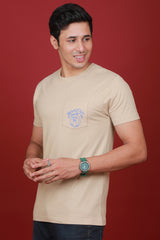 Men's Sandal Single Jersey Printed Round Neck T-shirt With Pocket