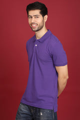 Men's Purple Enzyme Wash Pique Polo T-Shirt