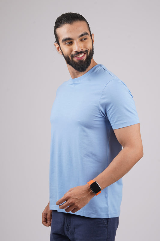 Men's Kentucky Blue Lycra Single Jersey Round Neck T-shirt