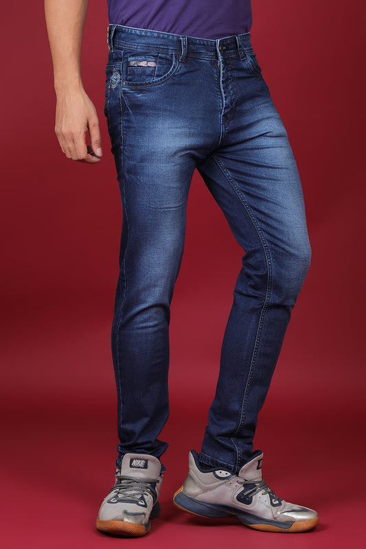 Men's Dark Blue Denim Slim Fit Hexa-9002-1 Jean