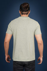 Men's Olive Melange Lycra Single Jersey Round Neck T-shirt