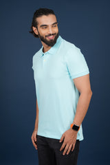 Men's Aqua Core Lycra Pique Polo T-shirt