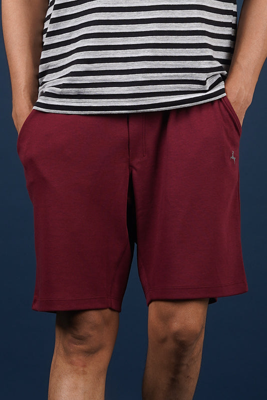 Men's Tawny Port Solid Shorts with Logo
