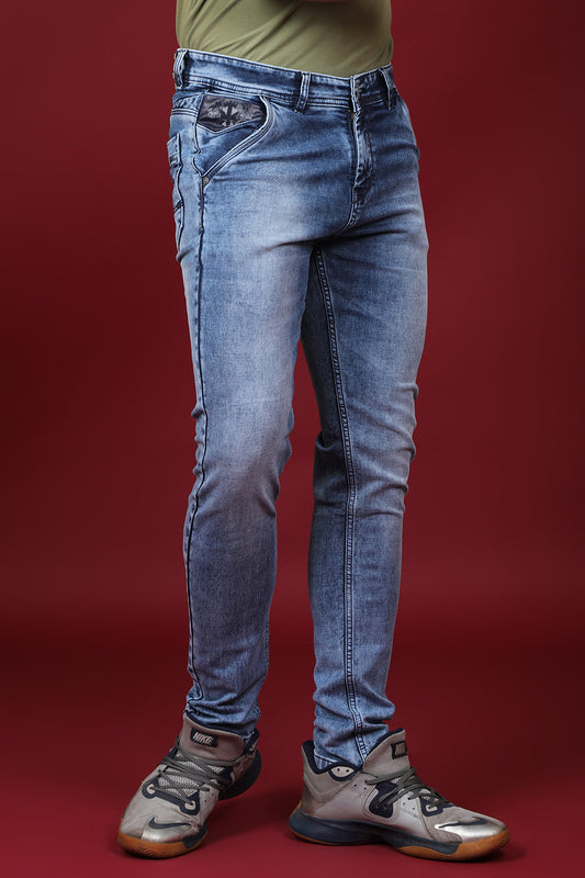 Men's Light Blue Denim Slim Fit MARS-8007 Jean