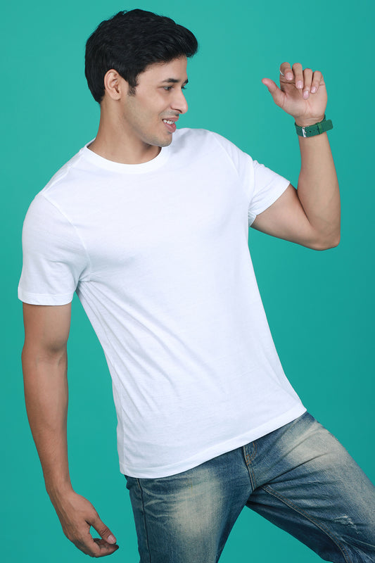 Men's White OE  Round Neck T-shirt