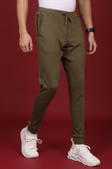 Men's Ivy Green Solid Joggers with Logo