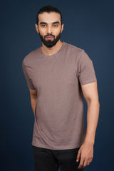 Men's Iron Brown Melange Round Neck T-Shirt