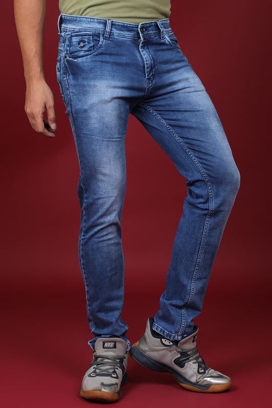 Men's Denim Blue Slim Fit Hexa-9000 Jean