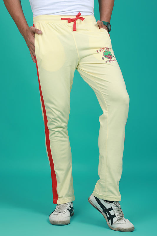 Men's Pastel Yellow Solid Sports Track Pant