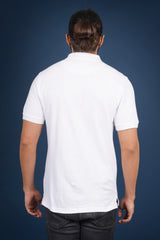 Men's white core pique polo t-shirt with pocket