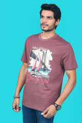 Men's Desert Rose Pima Cotton Single Jersey Round Neck T-shirt with Digital Print