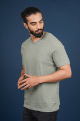 Men's Light Olive Melange round neck t-shirt