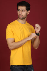 Men's Amber Lycra Single Jersey Round Neck T-shirt with Logo