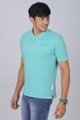 Men's Turquoise Core Lycra Pique Polo T-shirt