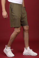 Men's Ivy Green Solid Shorts with Logo