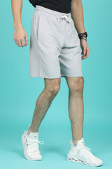 Men's Grey Melange Raw Edge Shorts with logo