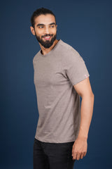 Men's Brown Melange round neck t-shirt