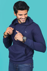 Men's Navy Hooded Jacket with Logo