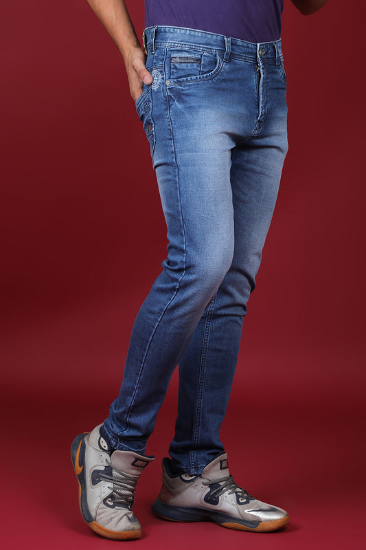 Men's Light Blue Denim Slim Fit Hexa-9002 Jean