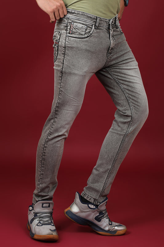 Men's Light Grey Denim Slim Fit Crux-5035 Jeans