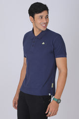 Men's Navy Core Lycra Pique Polo T-shirt