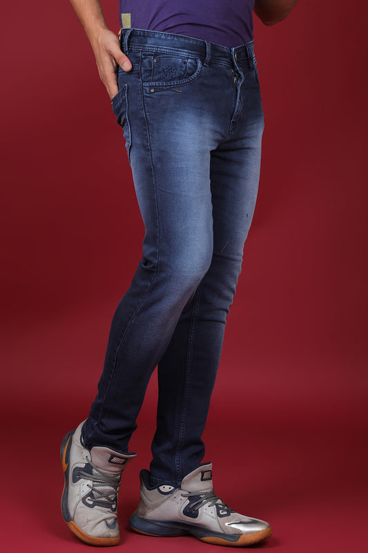 Men's Dark Blue Denim Slim Fit Hexa-9004 Jean