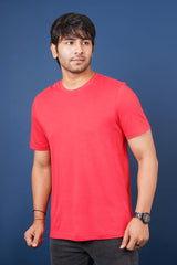 Men's Coral Single Jersey  Round Neck T-shirt