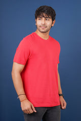 Men's Coral Single Jersey  Round Neck T-shirt