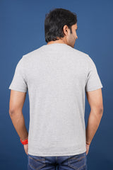 Men's grey melange single jersey round neck t-shirt