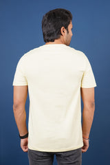 Men's Lt.Yellow Single Jersey  Round Neck T-shirt