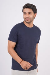 Men's Navy Single Jersey  Round Neck T-shirt