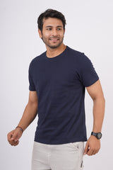 Men's Navy Single Jersey  Round Neck T-shirt